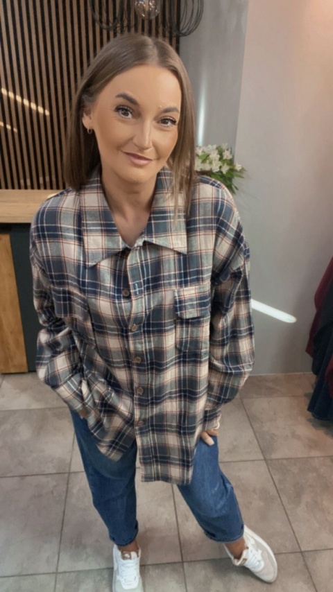 Koszula flanelowa w kratę – Czarno–beżowa