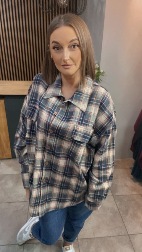 Koszula flanelowa w kratę – Czarno–beżowa