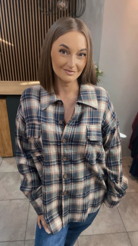Koszula flanelowa w kratę – Czarno–beżowa