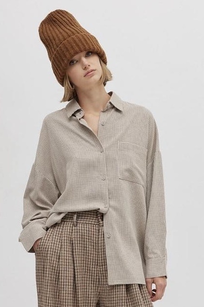 Koszula oversize w drobną kratkę – Wiya - Moro