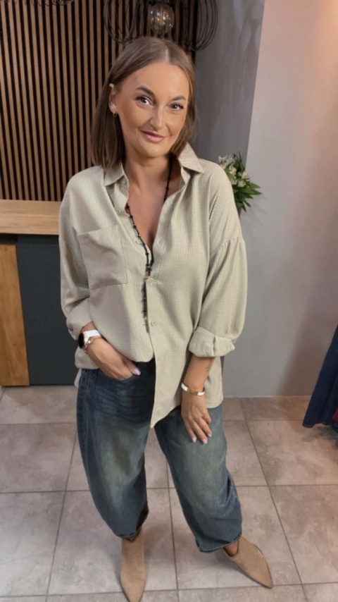 Koszula oversize w drobną kratkę – Wiya - Oliva