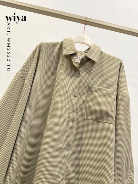 Koszula oversize w drobną kratkę – Wiya - Oliva