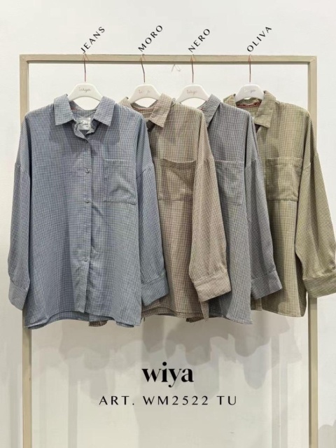 Koszula oversize w drobną kratkę – Wiya - Oliva