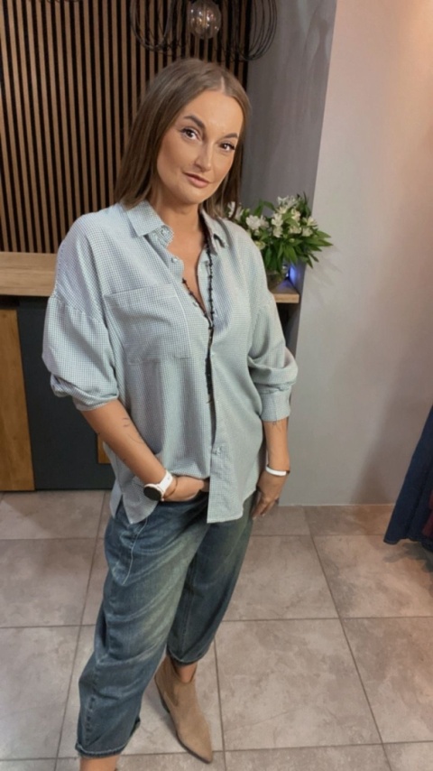 Koszula oversize w drobną kratkę – Wiya - Nero