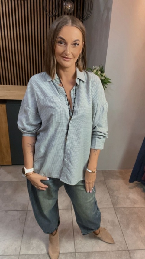 Koszula oversize w drobną kratkę – Wiya - Nero