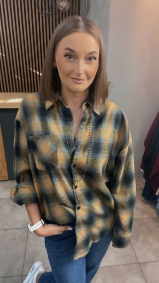 Koszula w kratę oversize – Musztarda