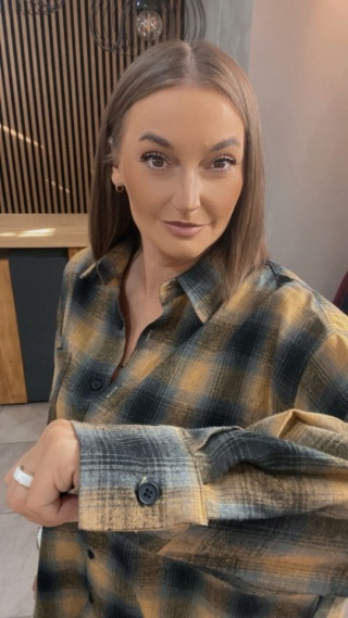 Koszula w kratę oversize - Musztarda