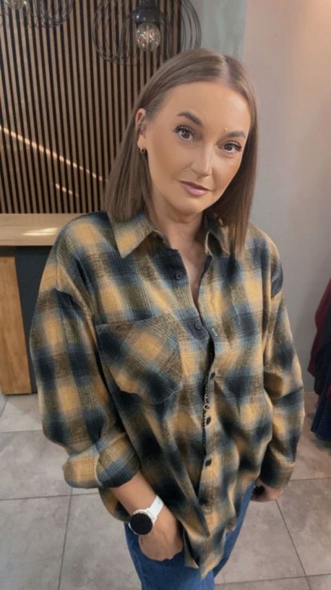 Koszula w kratę oversize – Musztarda