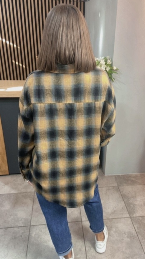 Koszula w kratę oversize – Musztarda