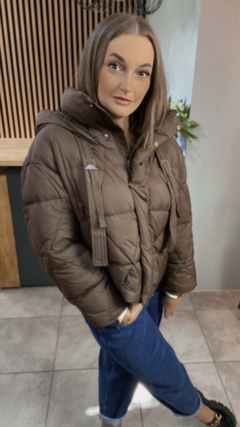 Kurtka z naturalnym puchem – model Aspen Brąz