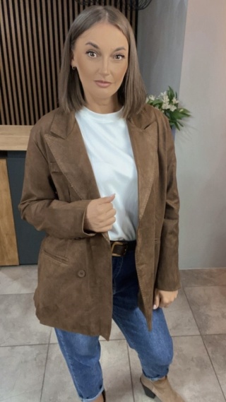 Marynarka damska z eko zamszu – YIMI Camel
