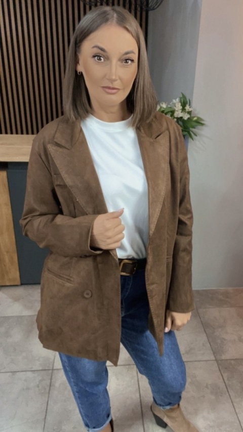 Marynarka damska z eko zamszu – YIMI Camel