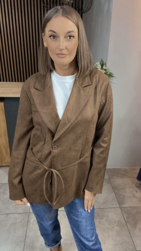 Marynarka damska z eko zamszu – YIMI Camel
