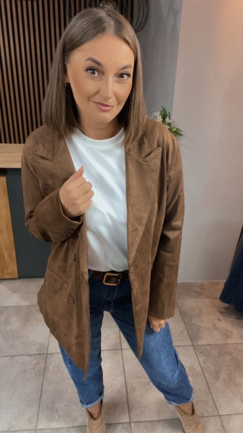Marynarka damska z eko zamszu – YIMI Camel
