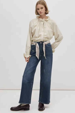 Jeansy wide leg z apaszką – Wiya