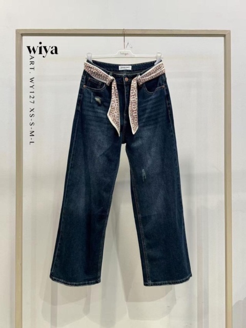 Jeansy wide leg z apaszką – Wiya