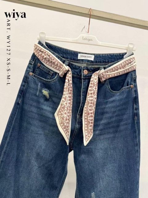 Jeansy wide leg z apaszką – Wiya