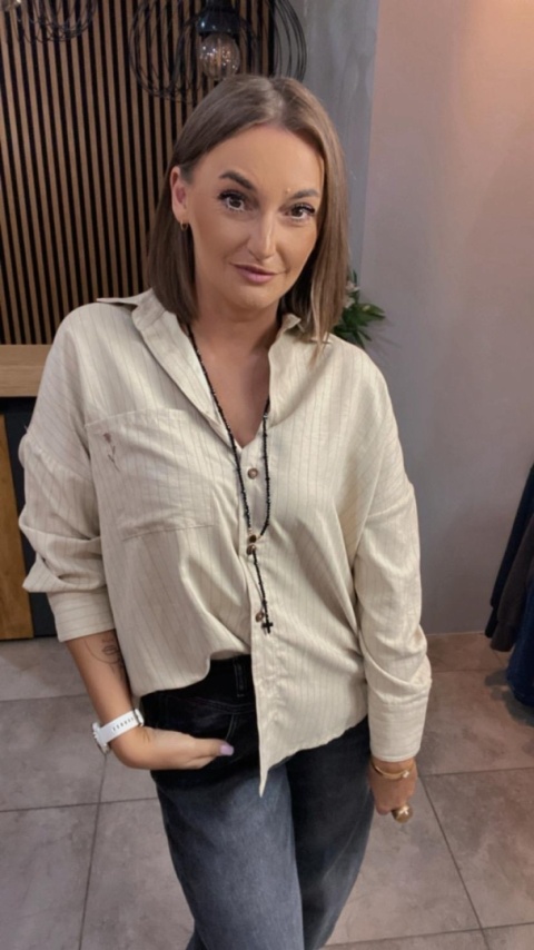 Koszula Wiya oversize w paski - Beige