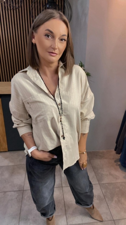 Koszula Wiya oversize w paski - Beige