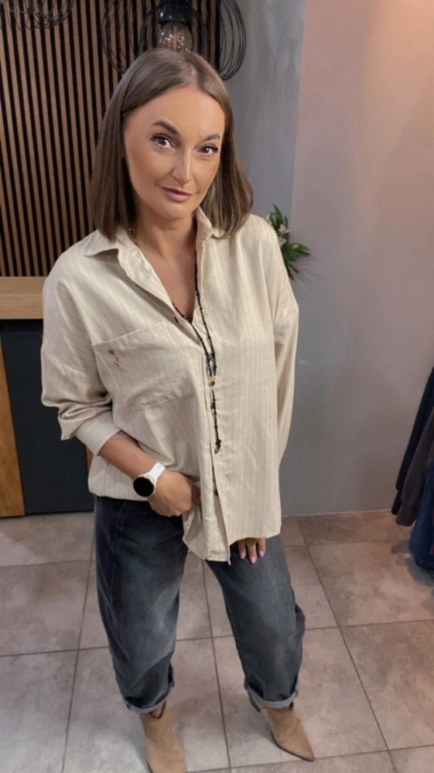 Koszula Wiya oversize w paski - Beige