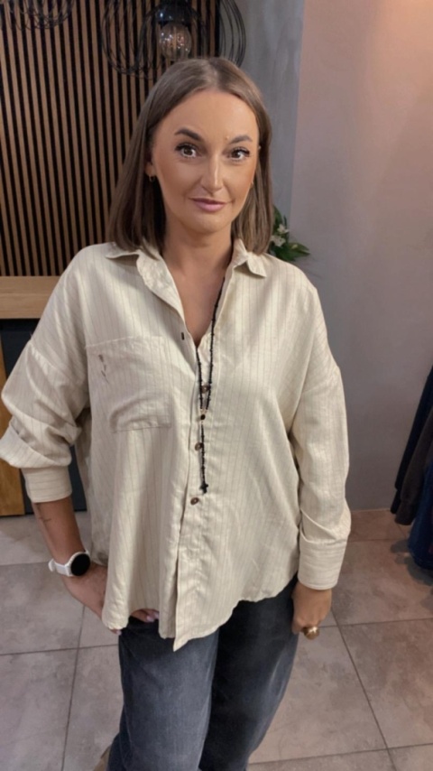 Koszula Wiya oversize w paski - Beige