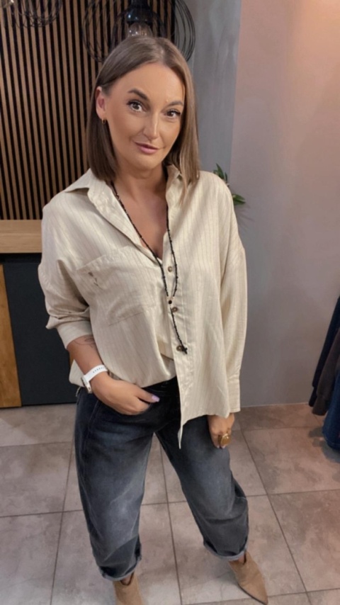 Koszula Wiya oversize w paski - Beige