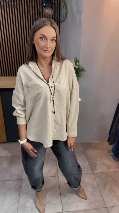 Koszula Wiya oversize w paski - Beige