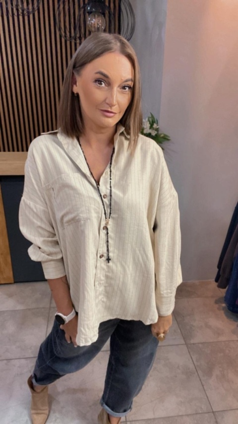 Koszula Wiya oversize w paski - Beige