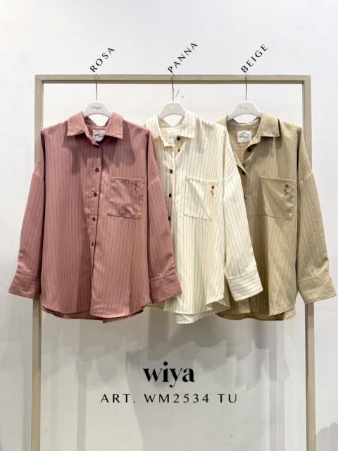 Koszula Wiya oversize w paski - Beige
