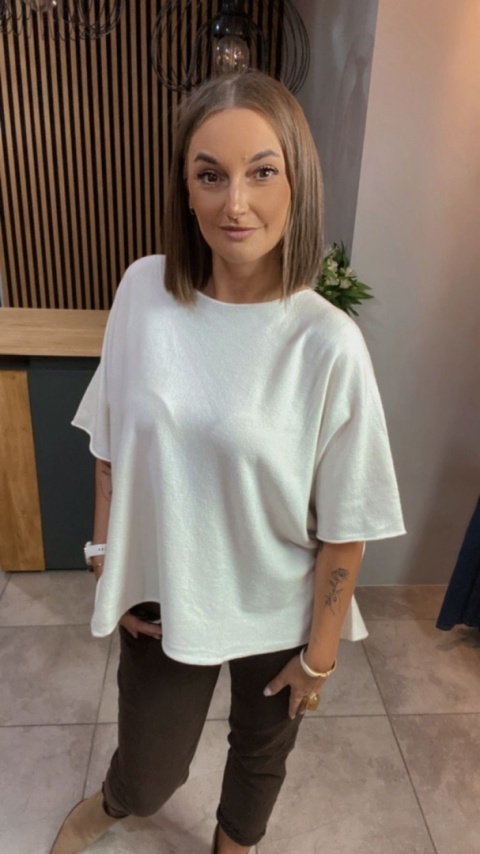 Sweter dzianinowy oversize E-WOMAN - Biały