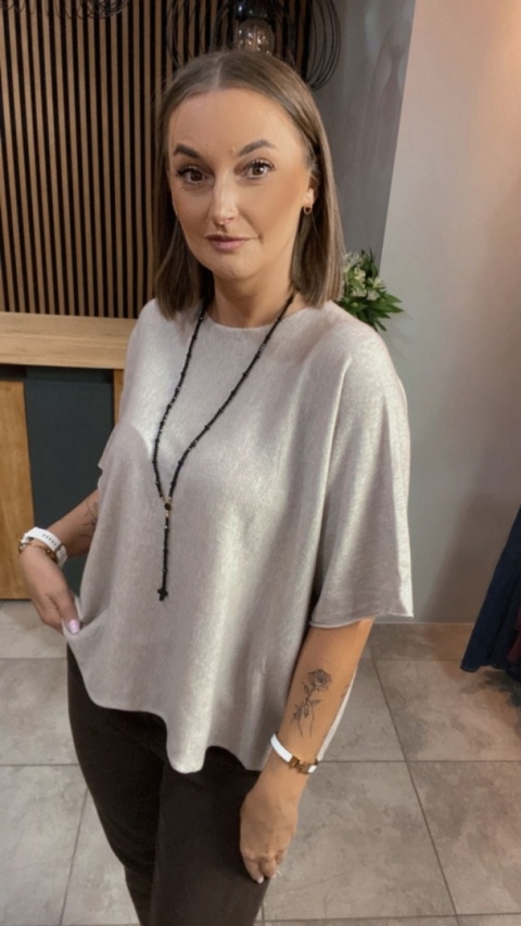 Sweter dzianinowy oversize E-WOMAN - Beżowy