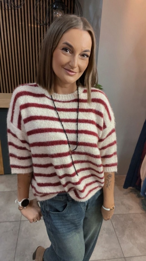Sweter w paski Czerwony